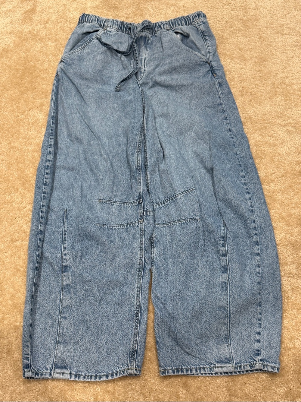 GAP Light Blue Wide-Leg Drawstring Denim Jeans